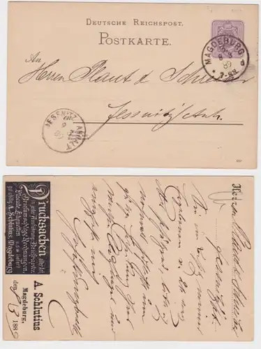 97412 DR Ganzsachen Postkarte P18 Zudruck A.Schlutius Drucksachen Magdeburg 1889