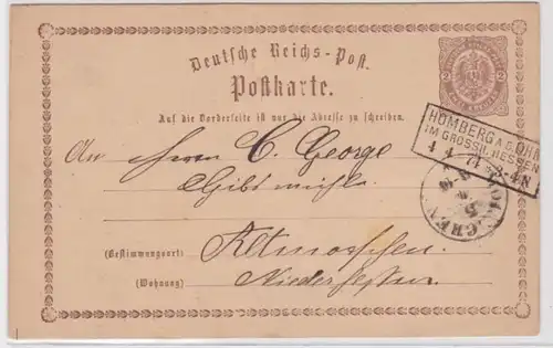 97353 DR Plein cas Carte postale P2 Erreur de plaque Homberg vers Altmorschen 1874