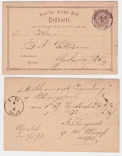 97215 DR Ganzsachen Postkarte P1 Plattenfehler Schönebeck nach Goslar 1873