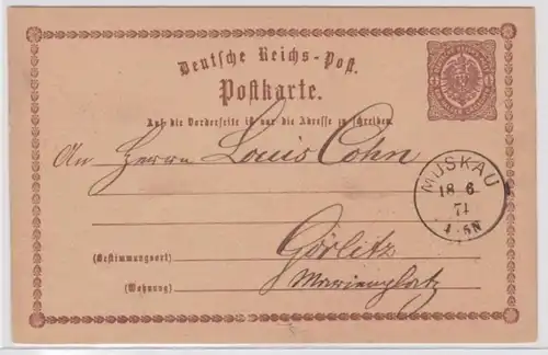 97111 DR Ganzsachen Postkarte P1 Plattenfehler Muskau nach Görlitz 1874