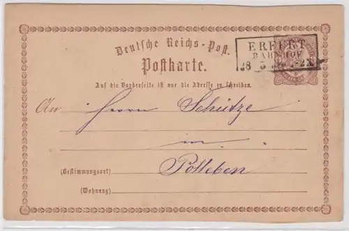 97093 DR Ganzsachen Postkarte P1 Erfurt Bahnhof nach Polleben 1875