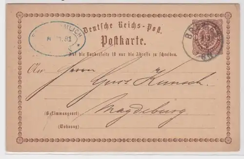 97090 DR Plein-choses Carte postale P1 Erreur de plaque Brême vers Magdeburg 1873