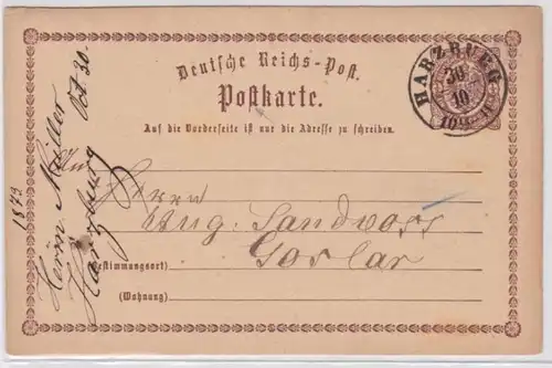 97086 DR Ganzsachen Postkarte P1 Plattenfehler Harzburg nach Goslar 1873