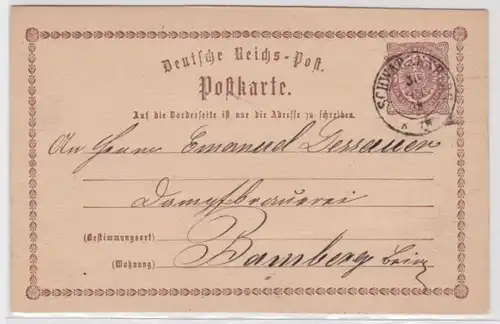 97085 DR Plein-choses Carte postale P1 Erreur de plaque Schwarzenburg vers Bamberg 1873