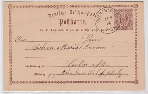 97076 DR Ganzsachen Postkarte P1 Plattenfehler Potschappel nach Cöln 1874