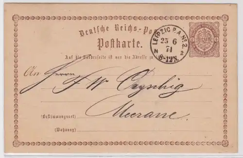 96977 DR Carte postale P1 Leipzig vers Meerane 1874