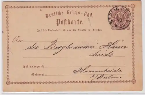 96955 DR Ganzsachen Postkarte P1 Plattenfehler Sektor B Berlin - Hasenheide 1873