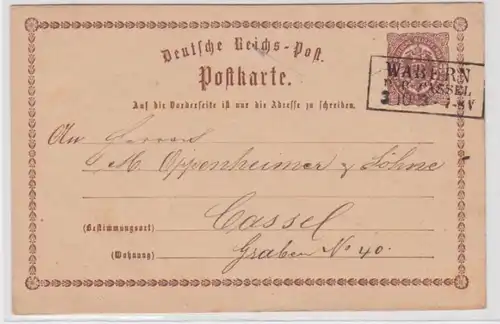 96954 DR Ganzsachen Postkarte P1 Plattenfehler Wabern nach Cassel 1873