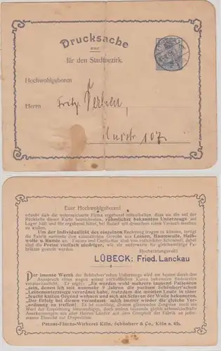 96588 Privat Ganzsachen Drucksache Zudruck Patent-Flachs-Wirkerei Köln 1901