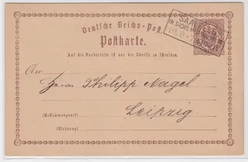 96426 DR Carte postale P1 Salafeld vers Leipzig 1873