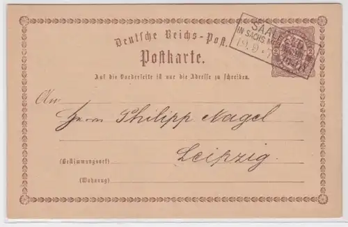 96426 DR Ganzsachen Postkarte P1 Saalfeld nach Leipzig 1873