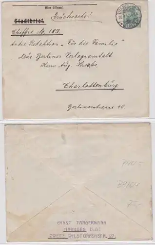 95989 Ganzsachen Umschlag PAU5/B9/04 Stadtbrief Ernst Tangermann Harburg 1912