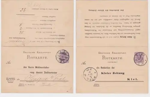 94345 DR Ganzsachen Postkarte P19 Zudruck Redaction der Kieler Zeitung 1900