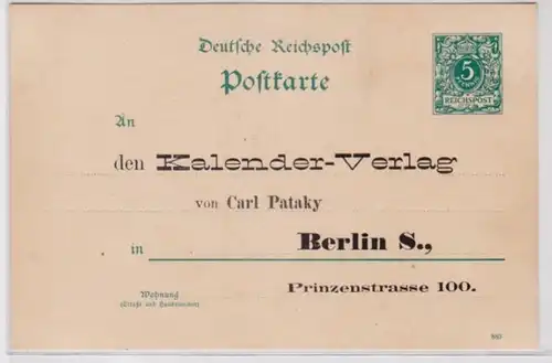 93679 DR Ganzsachen Postkarte P20 Zudruck Kalender-Verlag Carl Pataky Berlin