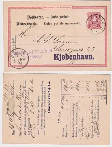 93290 DR Carte postale complète P14 Impression Charles Petit & Co. Lubeck 1889