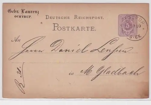 87992 DR Ganzsachen Postkarte P5 Zudruck Gebrüder Laurenz Ochtrup 1878