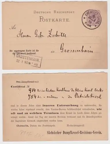 86755 DR Ganzsachen Postkarte P11F Zudruck Dampfkessel-Revisions-Verein Chemnitz