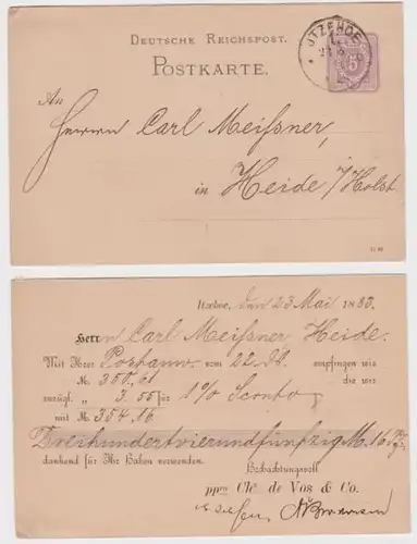 56167 DR Ganzsachen Postkarte P12 Zudruck Chs. de Vos & Co. Itzehoe 1883