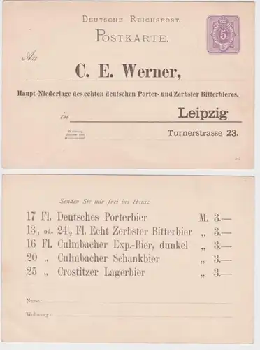 55442 Ganzsachen Postkarte P18 Zudruck C.E. Werner Zerbster Bitterbier Leipzig
