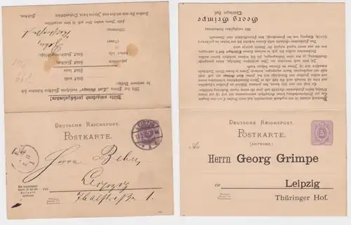 49445 DR Ganzsachen Postkarte P19 Zudruck Georg Grimpe Thüringer Hof Leipzig