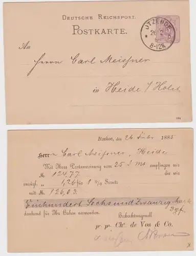 23457 DR Ganzsachen Postkarte P12 Zudruck Chs. de Vos & Co. Itzehoe 1885