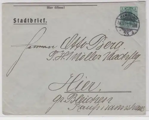 23410 Privat Ganzsachen Umschlag PAU5/B9/01 Stadtbrief Hamburg 1911