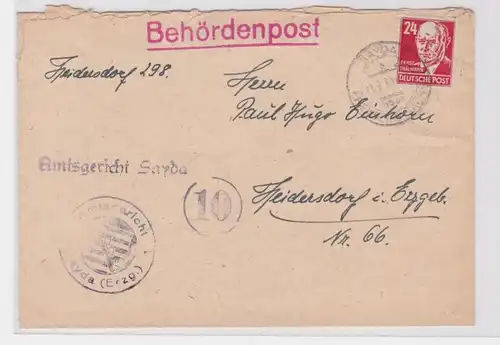 79618 Brief Behördenpost Amtsgericht Sayda im Erzgebirge 1950