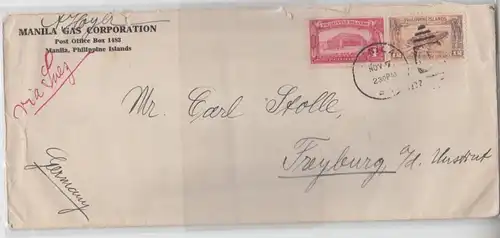 69914 lettre rare Philippines Manille vers Freyburg Unstrut 1932