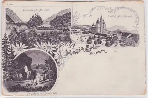 94485 Ak Lithographie Gruss de Mariazell Steiermark vers 1900