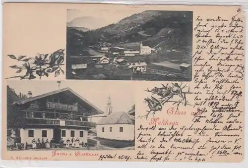 13011 Ak Lithographie Gruß aus Klechsau - Fuchs Gasthaus, Totalansicht um 1905