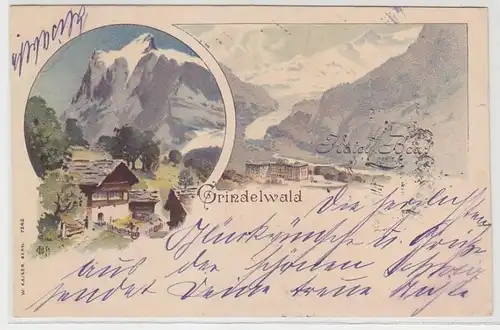 58558 Ak Lithographie Grindelwald Hotel Bear 1898