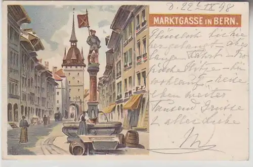 14238 Ak Lithographie Marktgasse in Berne 1898