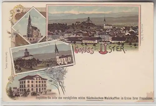 05626 Ak Lithographie Salutation d'Uster en Suisse vers 1900