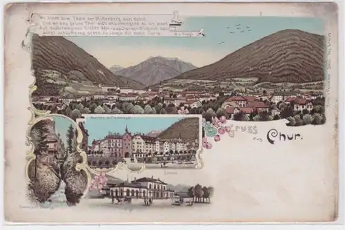 62430 AK Lithographie Gruss aus Chur um 1900