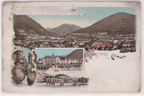 62430 AK Lithographie Gruss de Chur vers 1900