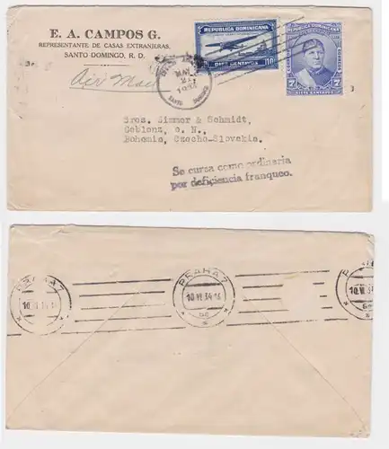 94910 Aéroports POST Poste E.A.Campos G. Santo Domingo République dominicaine 1934