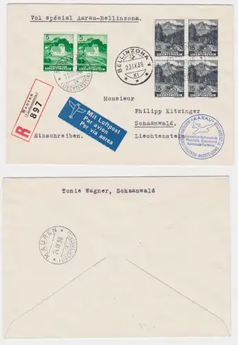 94790 AÉROPOST Exposition nationale des timbres septembre 1938 Aarau - Bellinzona