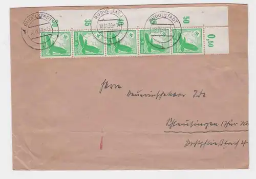 94787 FLUGPOST Deutsche Luftpost Rudolstadt Zusammendruck 5 Marken 5 Pfennig