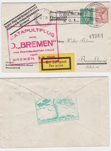 92173 AÉROPORT POST Catapulte Kammer 'Bremen' Norddeutsche Lloyd n. Brême 1929