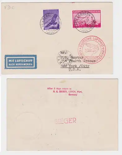 33830 FLUGPOST Deutsche Luftpost Europa - Südamerika New York 1936 Liechtenstein