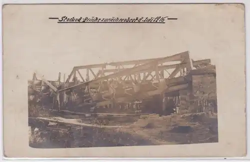 45249 Photo Feldpost Ak Stochod pont Stachid retour en juillet 1916
