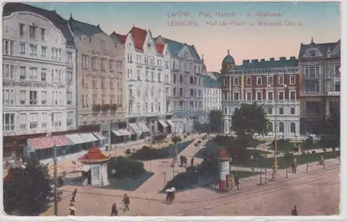 02327 Feldpost Ak Lwów Lemberg Halicki Platz et Walowa Gasse 1917