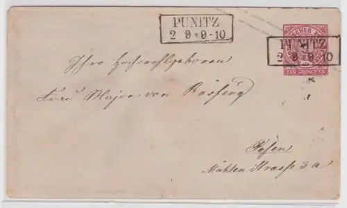87166 DR Ganzsachen Umschlag U1a II Norddeutscher Postbezirk Punitz nach Posen