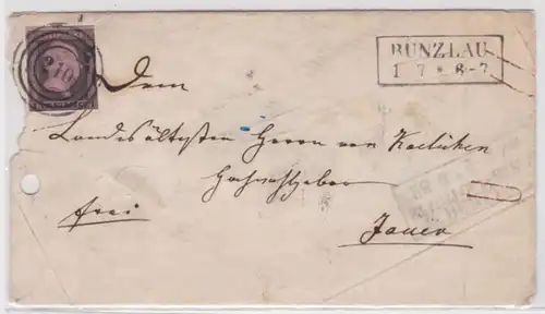 62847 Lettre de Bunzlau d'après Jauer b. Wroclaw Freitmarke 1 Grosse argentée