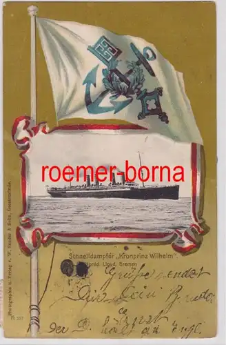 84544 illustrierte Ak Schnelldampfer Kronprinz Wilhelm Nordd. Lloyd Bremen 1903