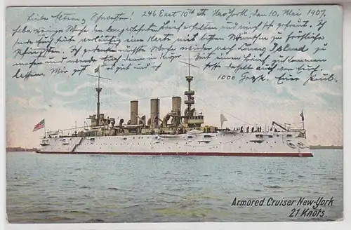 68007 Ak Armored Cruiser New York 21 Knots 1907