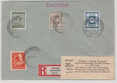 00079 lettre R rare SBZ Coswig District Dresde 28.11.1945