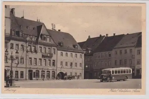 01034 Ak Leisnig Hotel 'Goldner Stern' am Marktplatz 1930