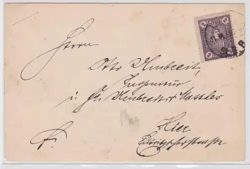 02732 Carte postale Lipsia Transport urbain de lettres Leipzig 1896