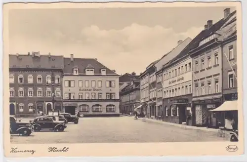 05326 Foto Ak Kamenz Markt mit den Hotels 'Goldner Stern' und 'Goldner Hirsch'